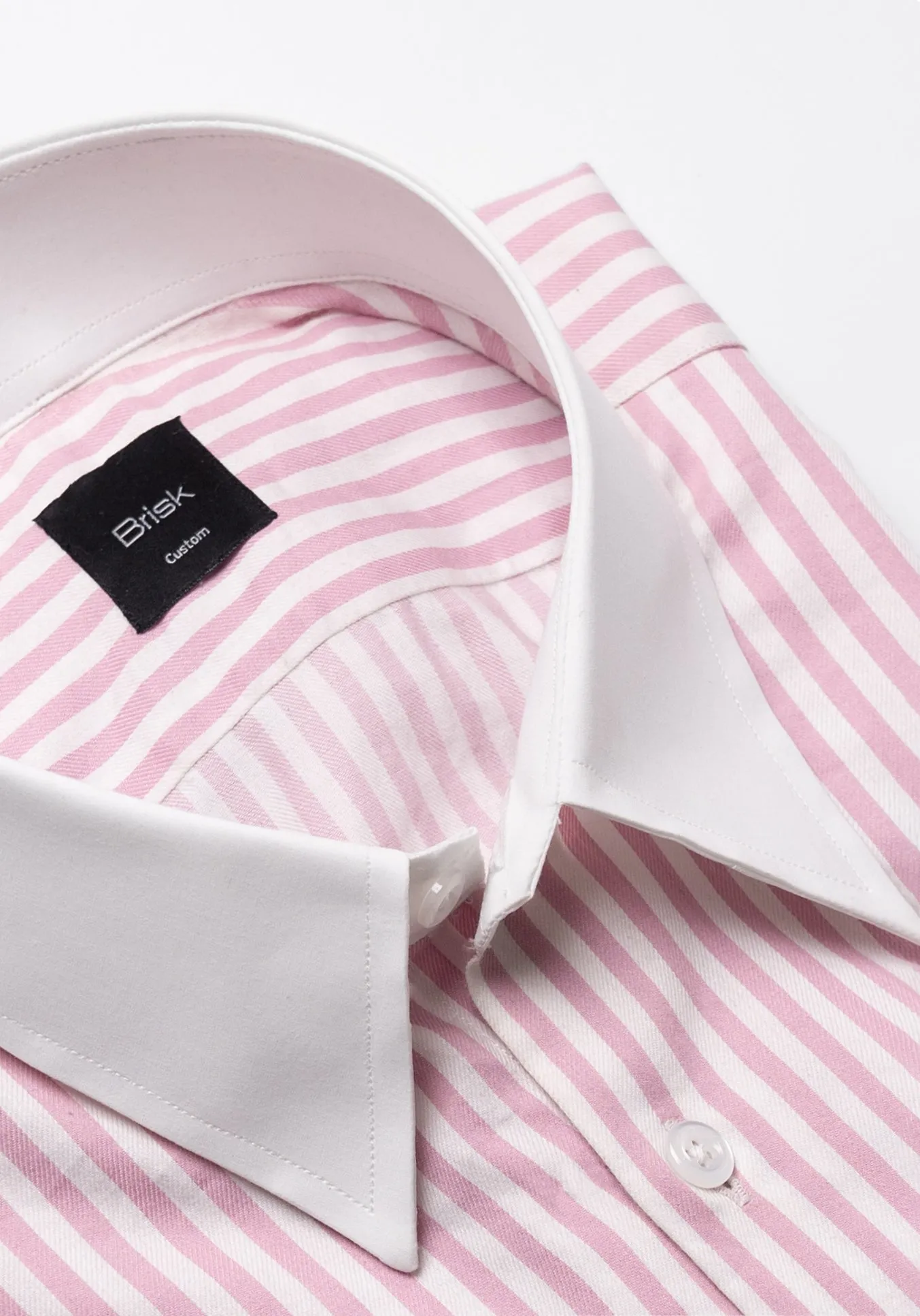 Pink Bengal Twill Stripes Pima Cotton Shirt - White Classic Straight Collar & French Cuffs sold by Brisk Shirts product image thumbnail 2