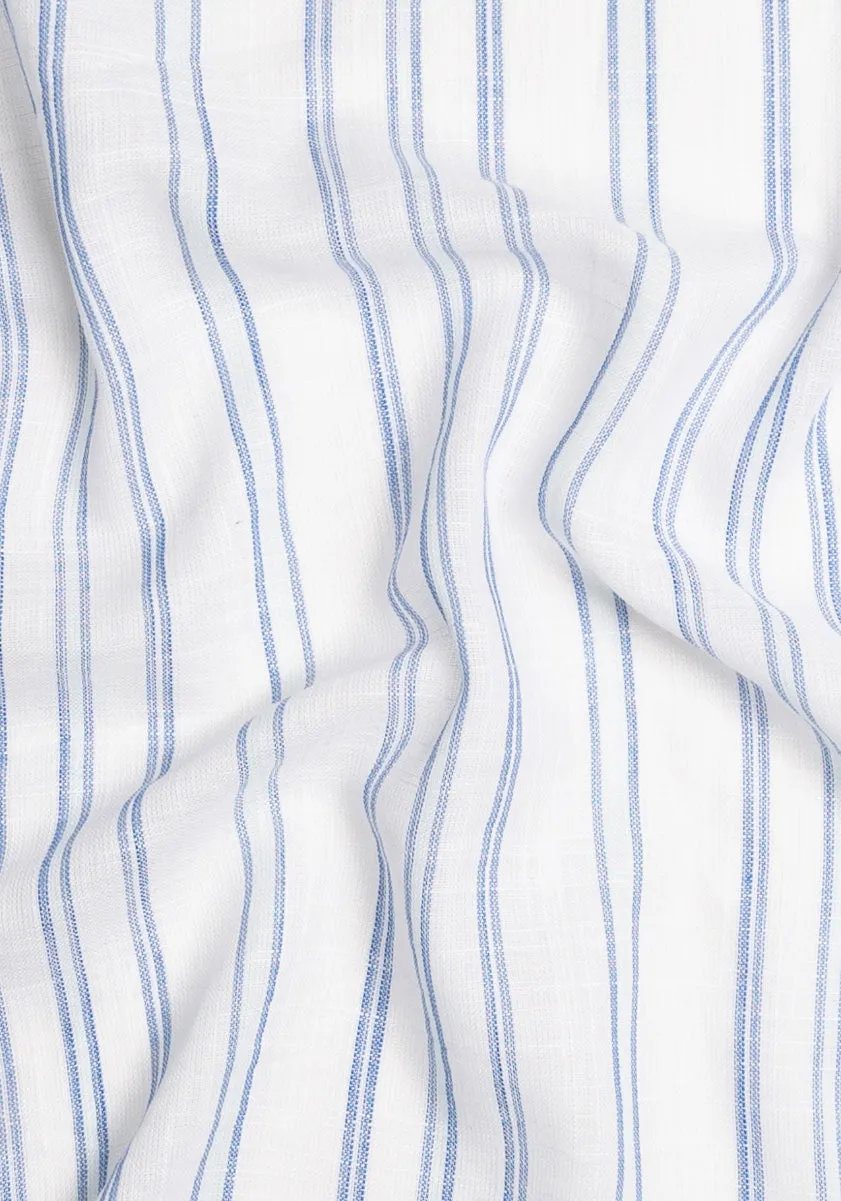 Super Light Weight Blue Striped Summer Linen Blend sold by Brisk Shirts product image thumbnail 2
