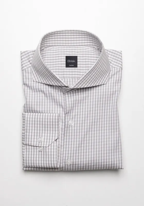 Fine Grey Gingham Stretch Shirt - Wrinkle Resistant sold by Brisk Shirts