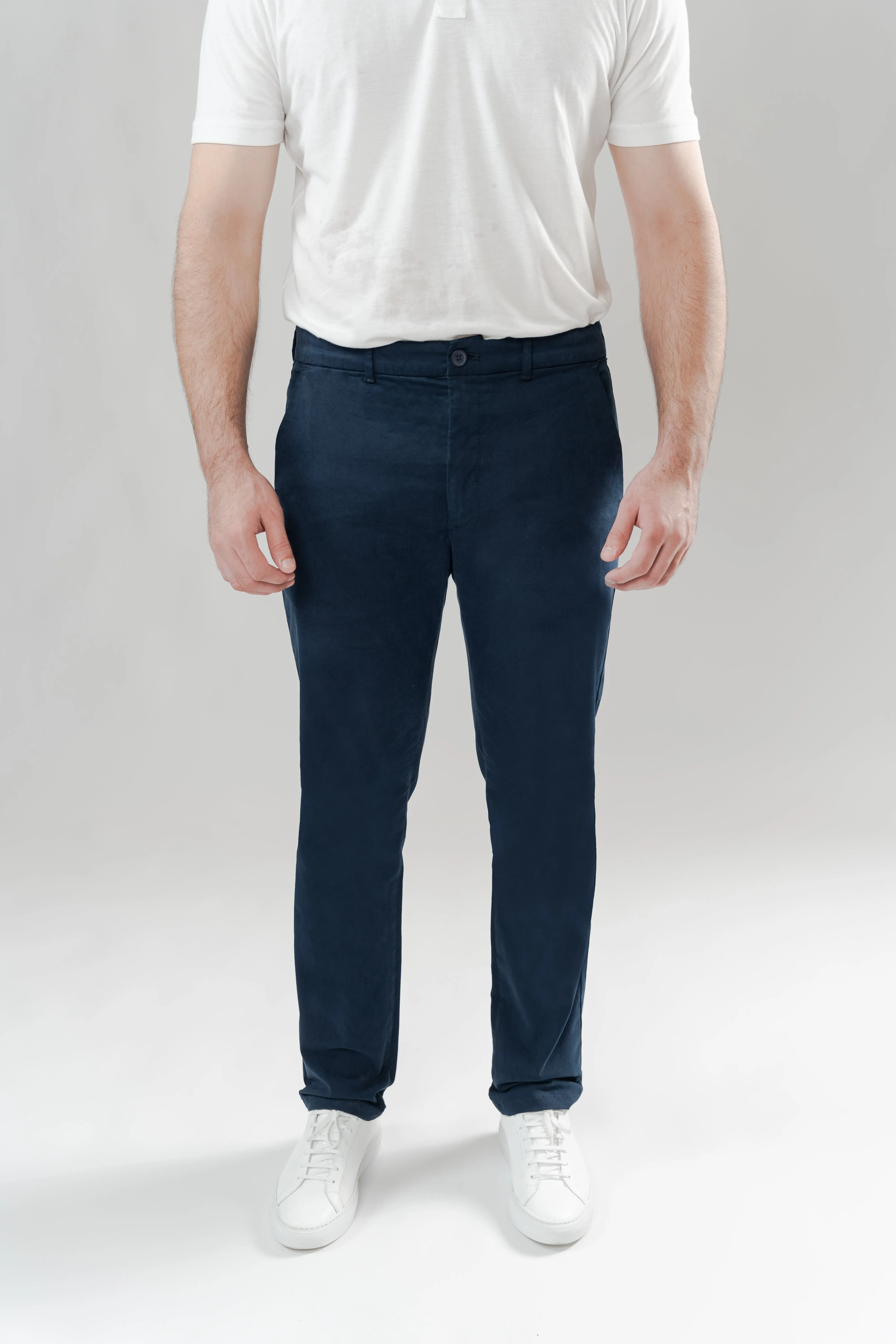 Navy Blue Ultraflex Slim Chino sold by Brisk Shirts