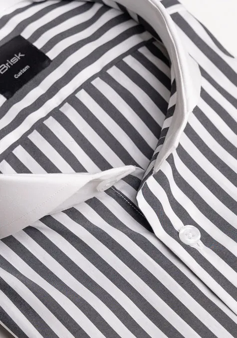 Charcoal Grey Performance Stretch Bengal Stripes Shirt - Wrinkle Resistant White Cut-Away-Extreme Collar sold by Brisk Shirts product image thumbnail 2