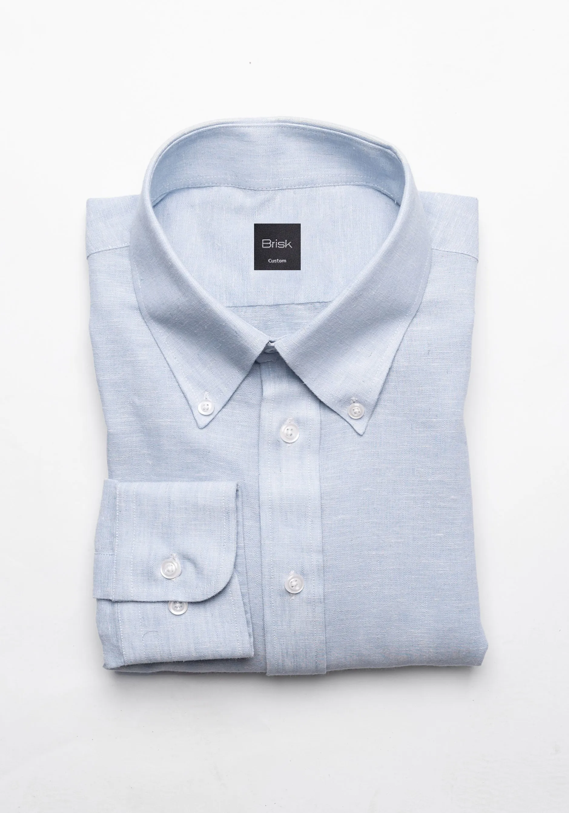 Light Blue Cotton-Linen Shirt - Button Down Collar sold by Brisk Shirts