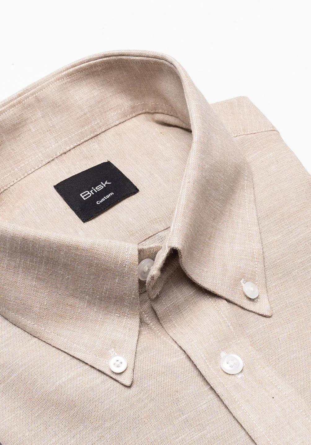 Tan Cotton-Linen Shirt - Button Down Collar sold by Brisk Shirts product image thumbnail 2