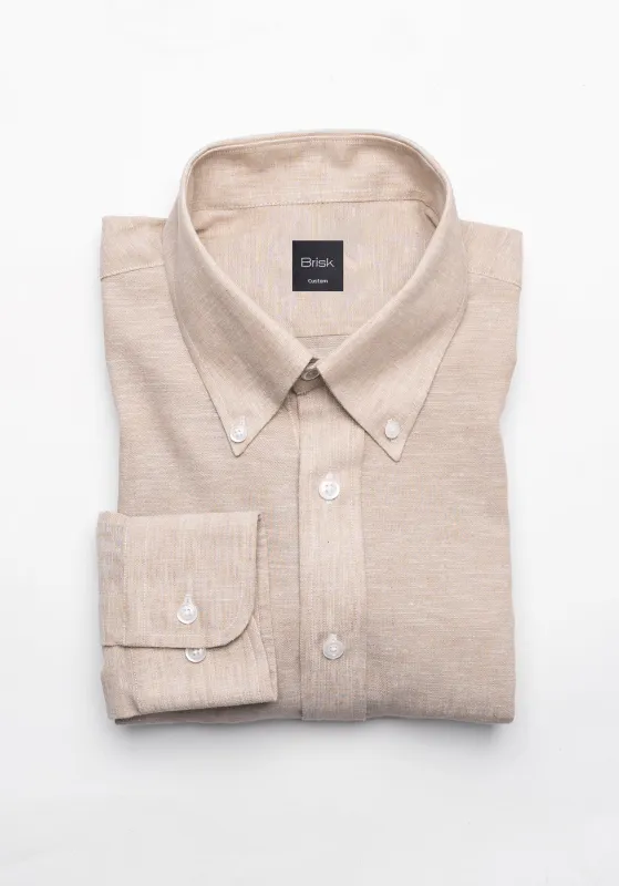 Tan Cotton-Linen Shirt - Button Down Collar sold by Brisk Shirts