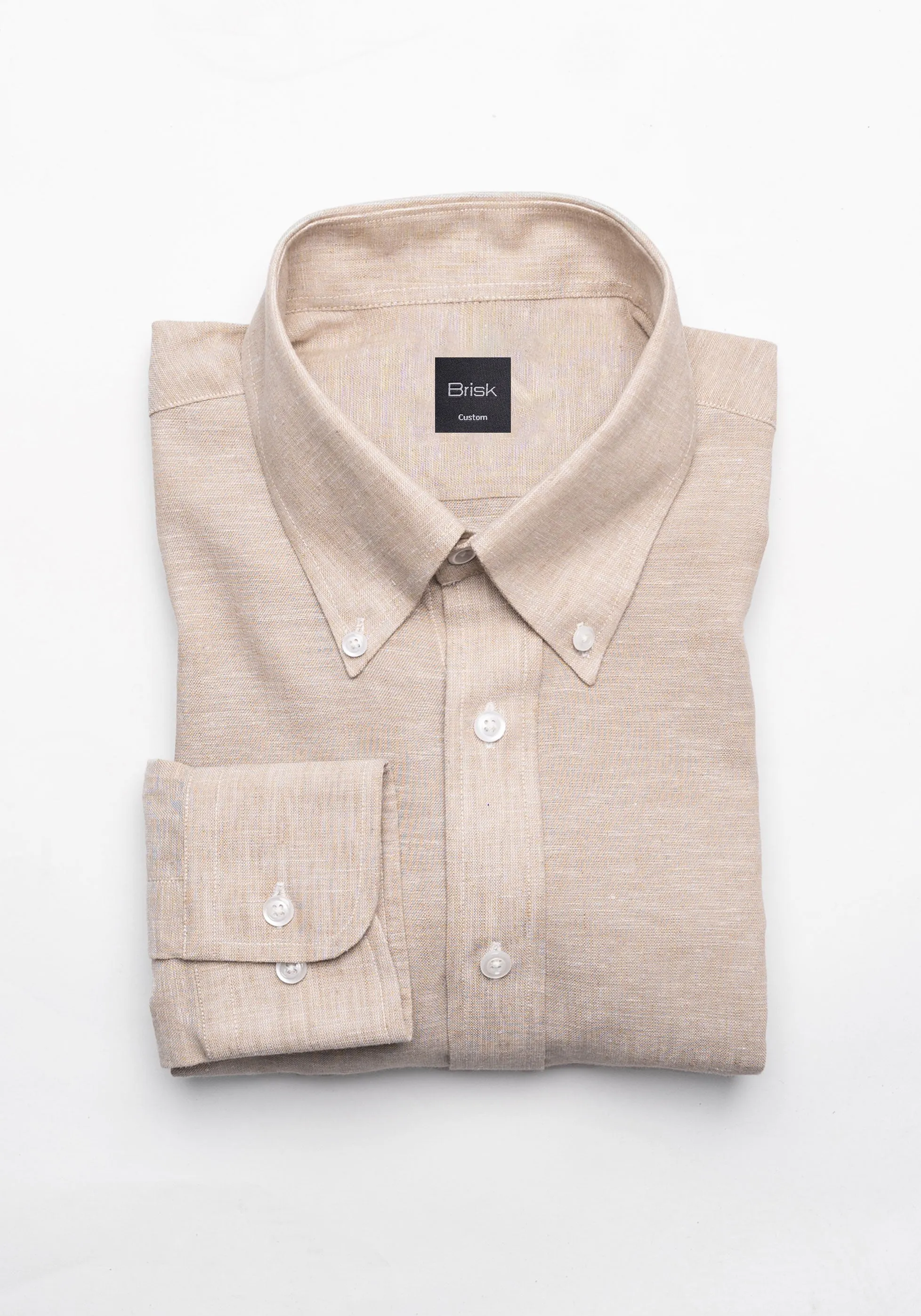 Tan Cotton-Linen Shirt - Button Down Collar sold by Brisk Shirts