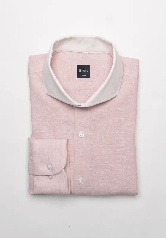 Light Pink Cotton-Linen Shirt - White Cutaway Extreme Collar sold by Brisk Shirts