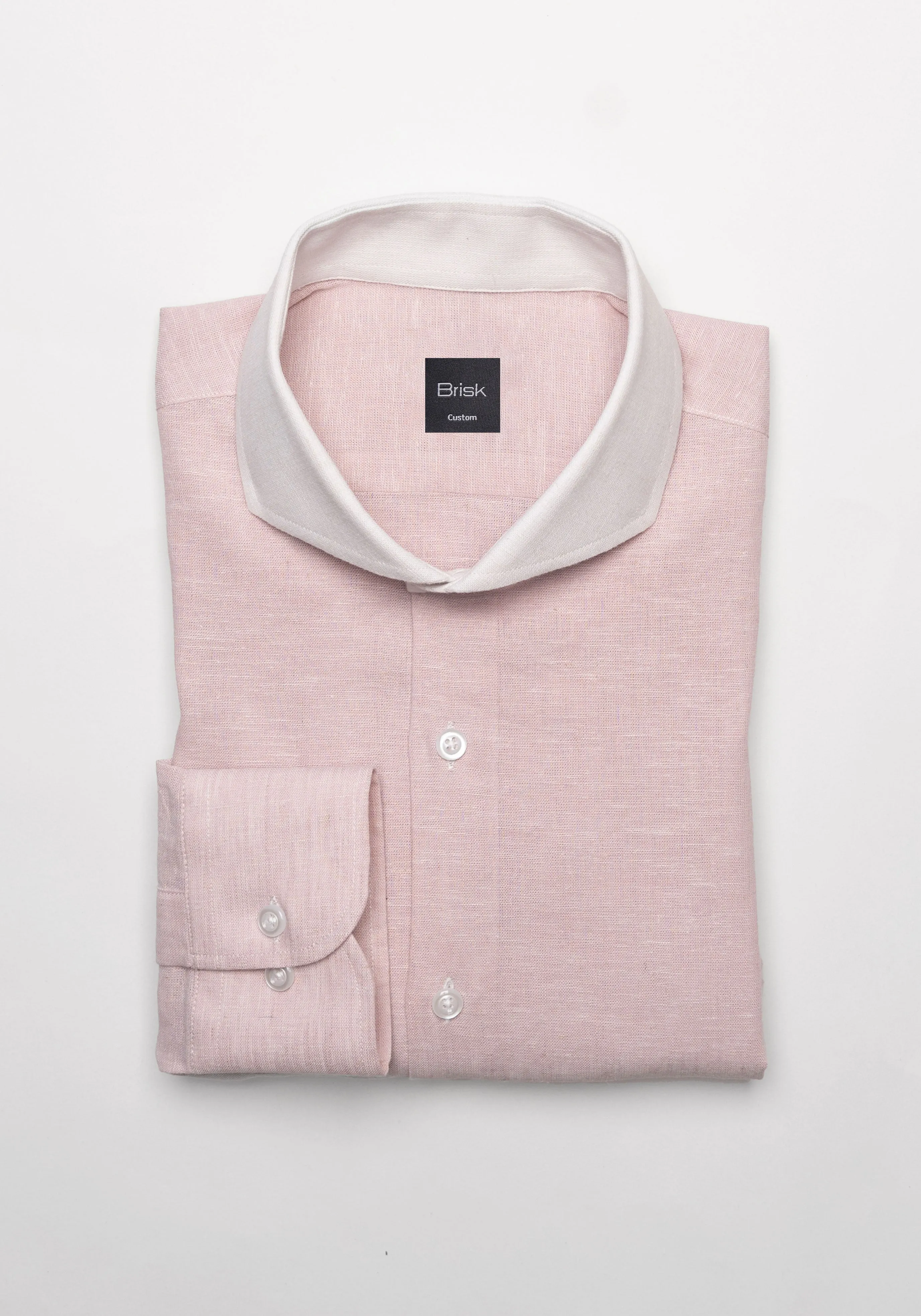Light Pink Cotton-Linen Shirt - White Cutaway Extreme Collar sold by Brisk Shirts