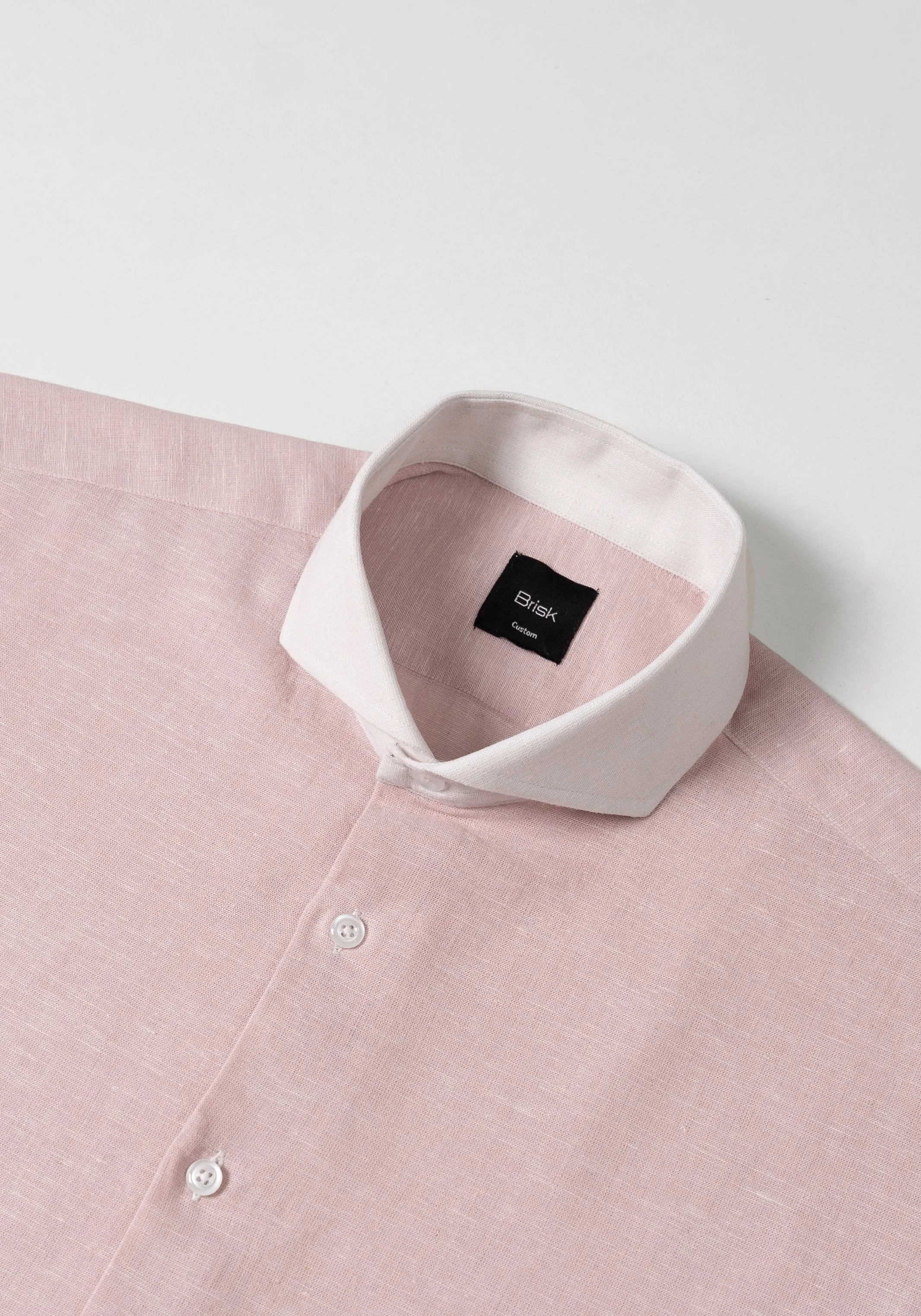 Light Pink Cotton-Linen Shirt - White Cutaway Extreme Collar sold by Brisk Shirts product image thumbnail 2
