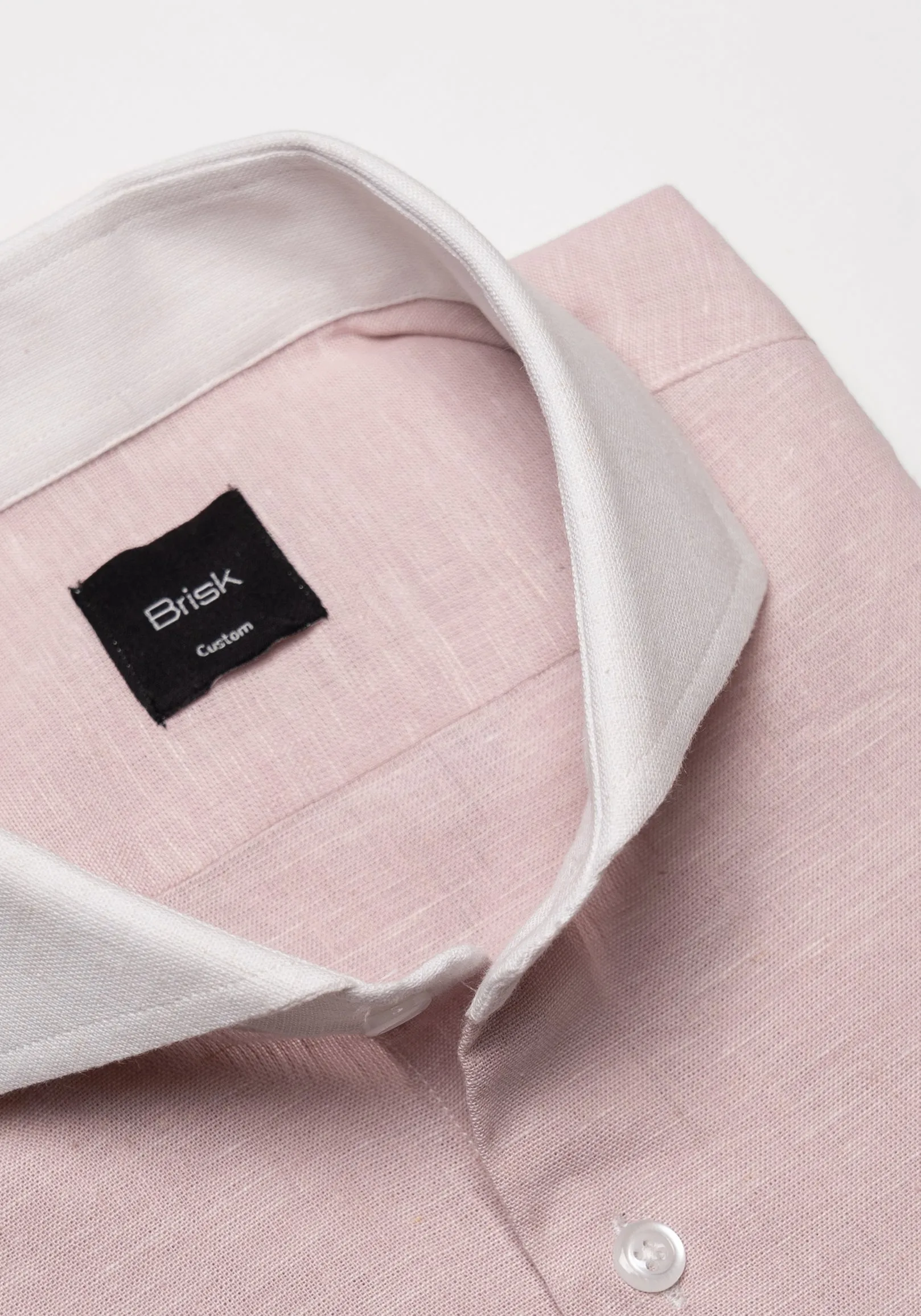 Light Pink Cotton-Linen Shirt - White Cutaway Extreme Collar sold by Brisk Shirts product image thumbnail 3