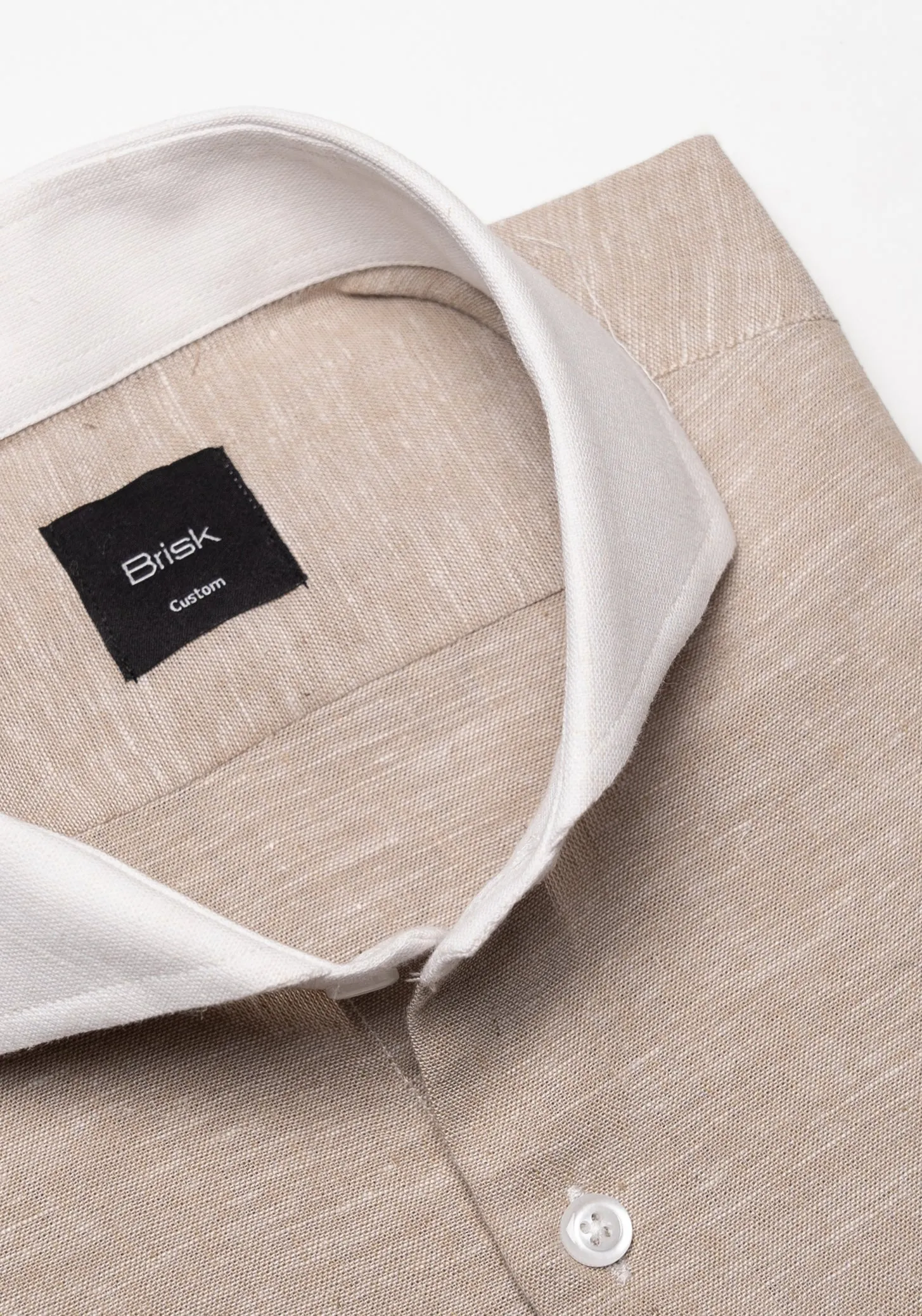Tan Cotton-Linen Shirt - White Cutaway Extreme Collar sold by Brisk Shirts product image thumbnail 3