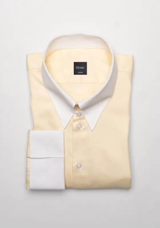 Yellow Twill Pima Cotton Shirt - White Tab Collar sold by Brisk Shirts
