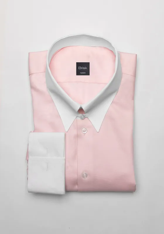 Pink Twill Pima Cotton Shirt - White Tab Collar sold by Brisk Shirts