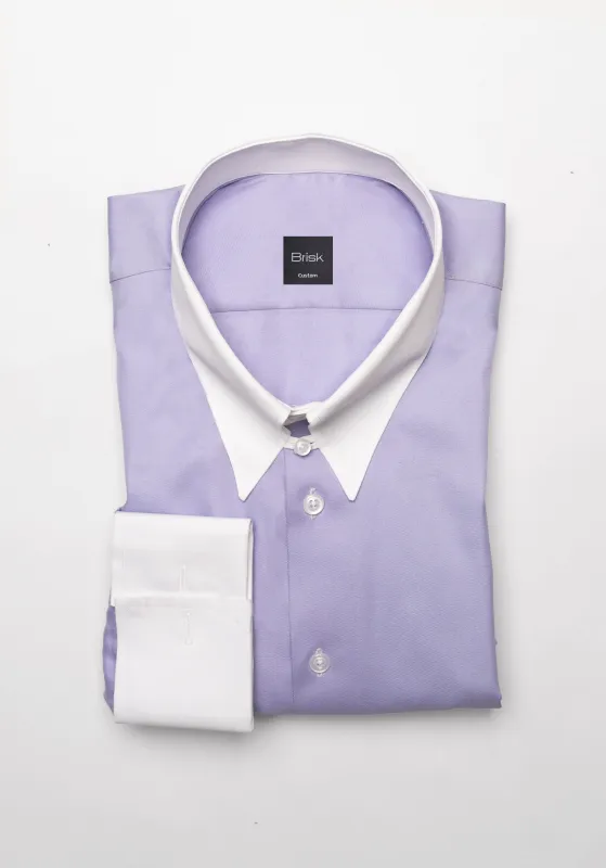 Purple Twill Pima Cotton Shirt - White Tab Collar sold by Brisk Shirts