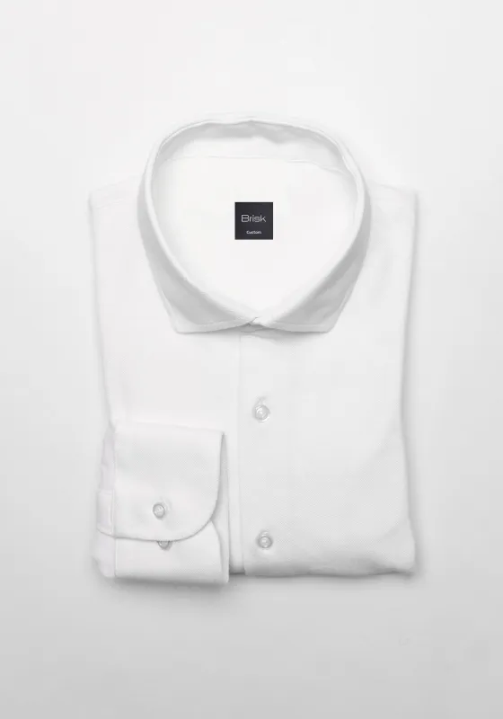 White Feather Soft Piqué Shirt - Cut Away Collar With Hidden Button Down sold by Brisk Shirts