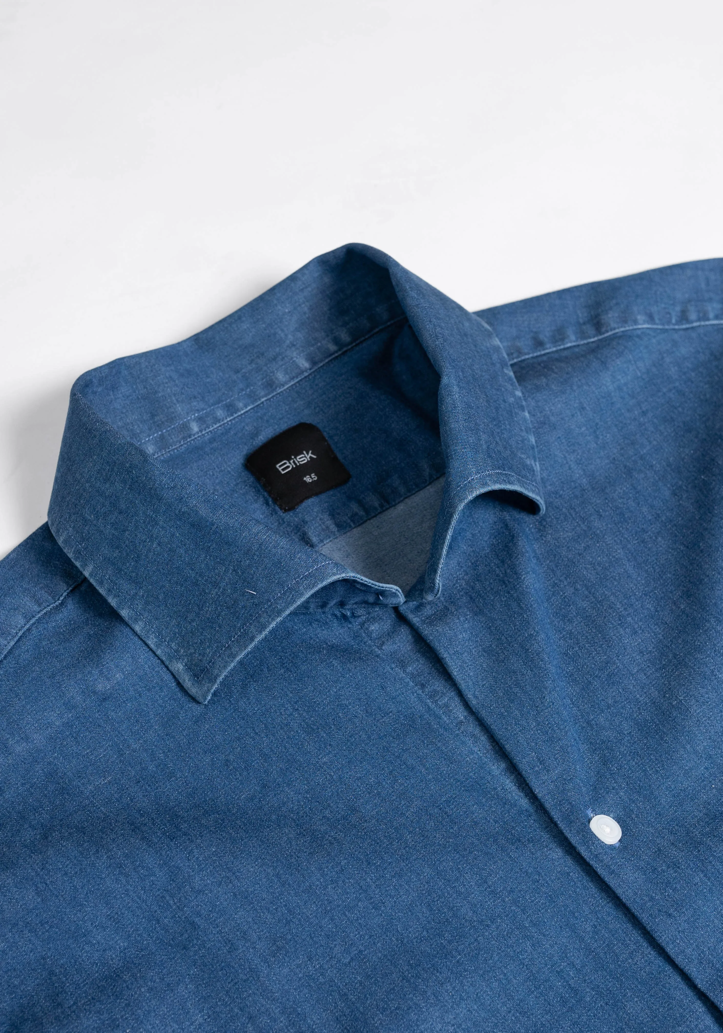 Medium Dark Denim Shirt - One Piece Collar sold by Brisk Shirts product image thumbnail 3