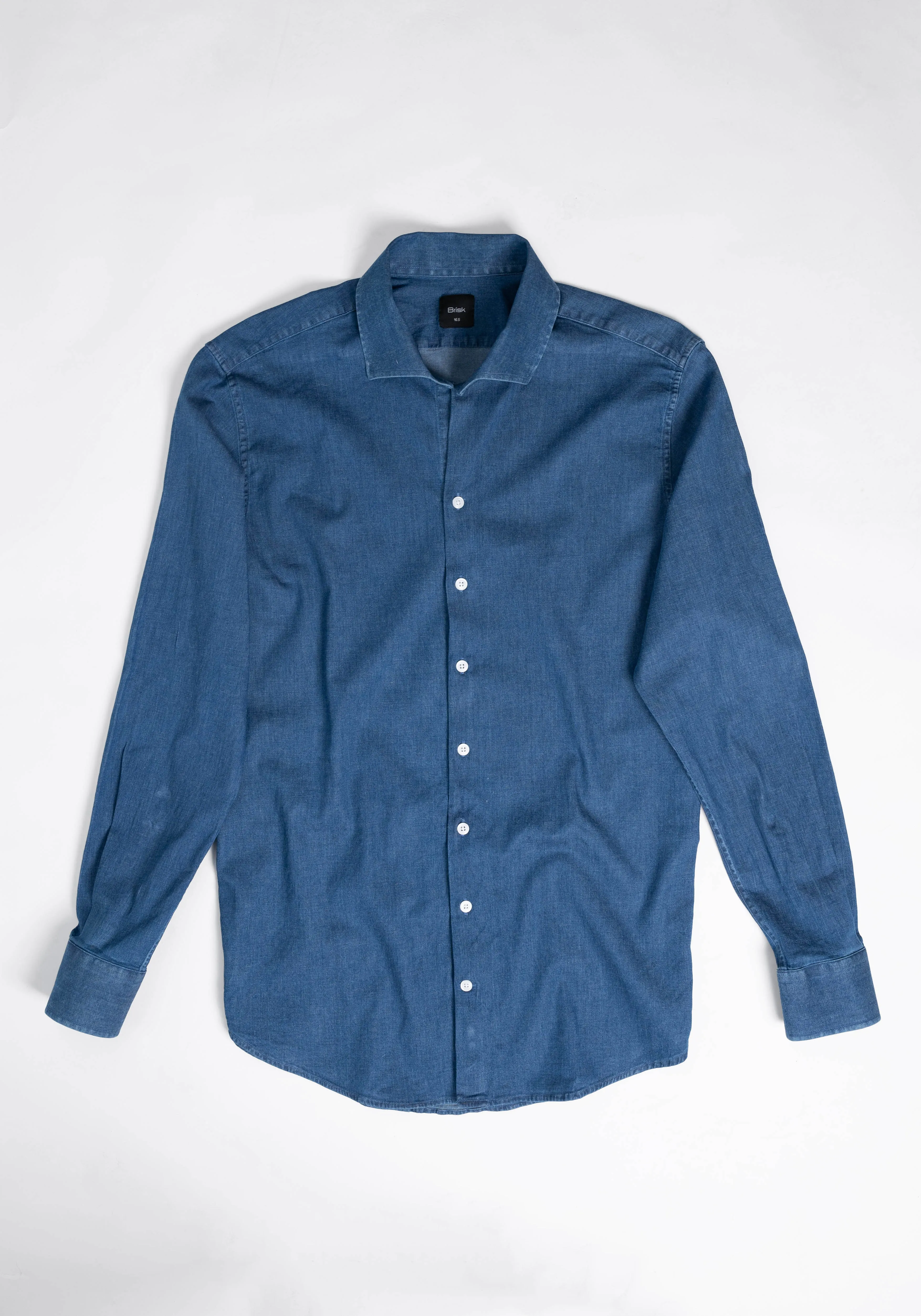 Medium Dark Denim Shirt - One Piece Collar sold by Brisk Shirts product image thumbnail 4