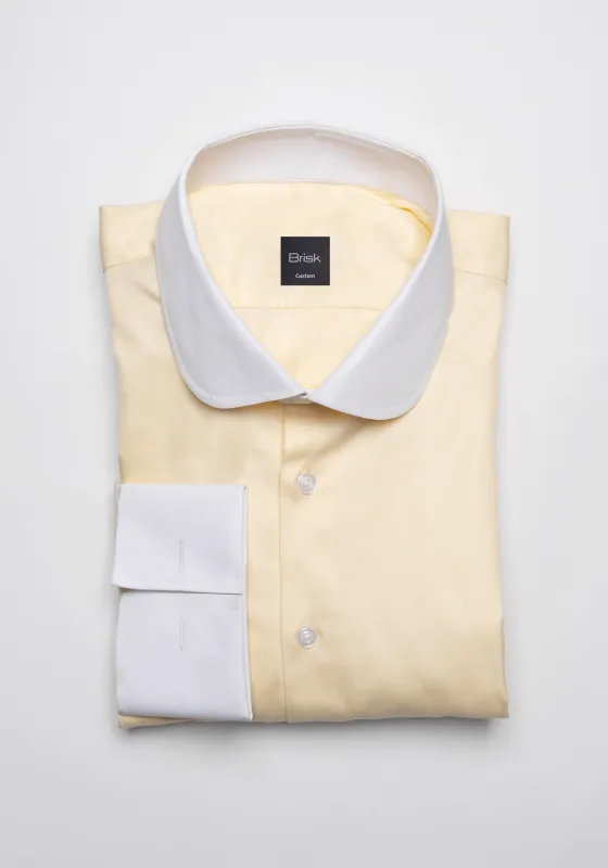 Yellow Twill Pima Cotton Shirt - White Club Collar sold by Brisk Shirts