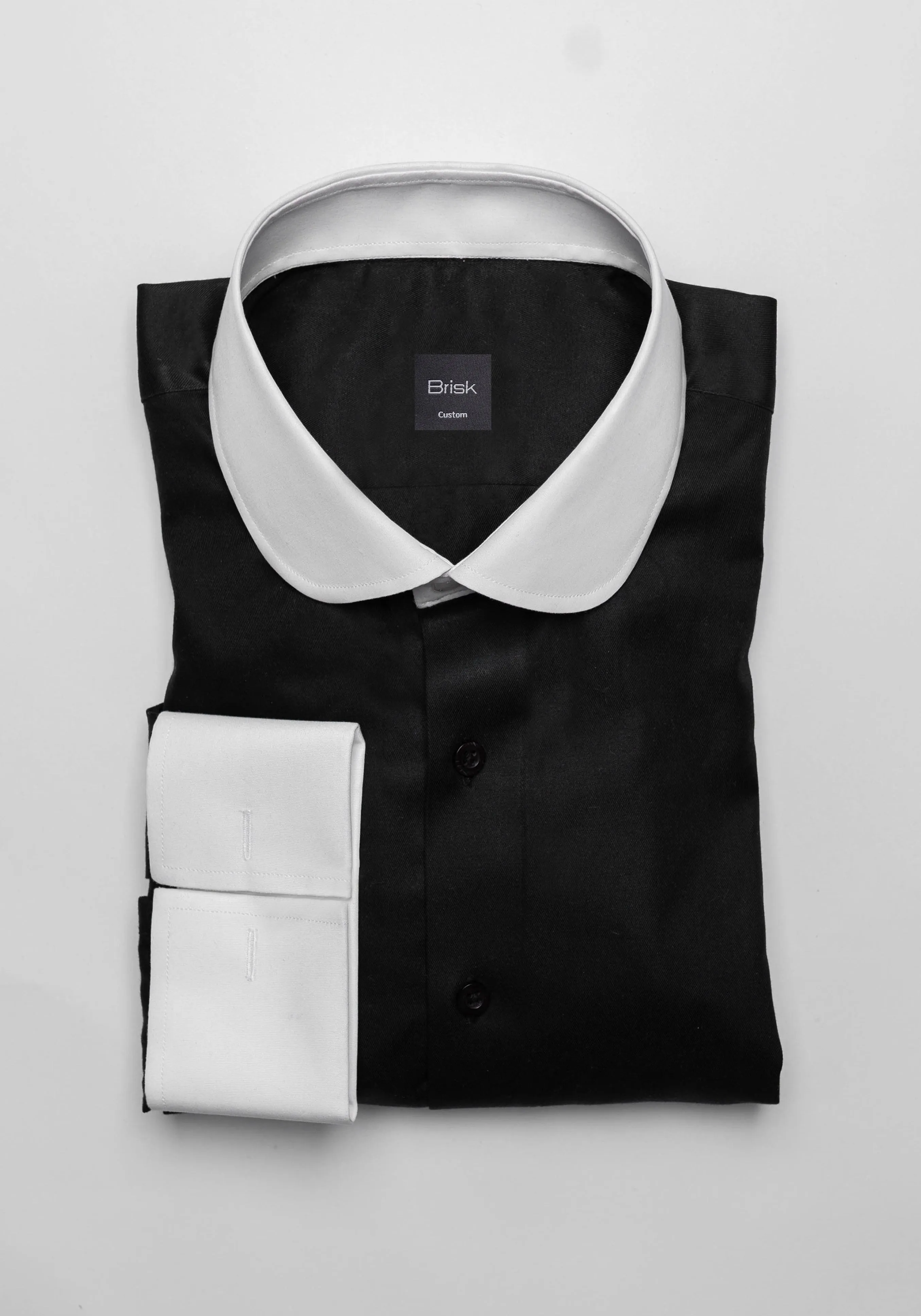 Jet Black Twill Pima Cotton Shirt - White Club Collar sold by Brisk Shirts