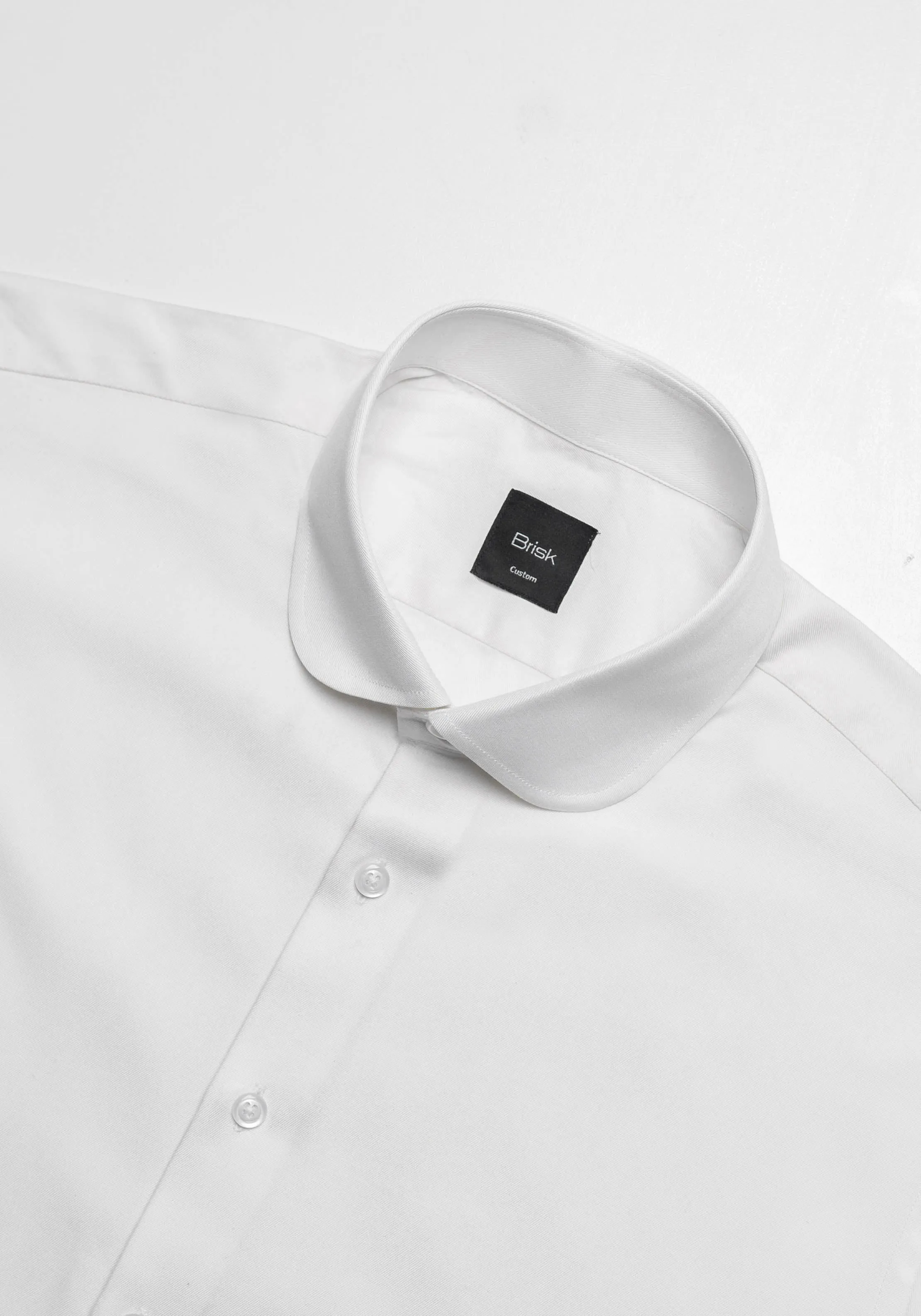 Pearl White Twill Pima Cotton Shirt - Club Collar With French Cuffs sold by Brisk Shirts product image thumbnail 3