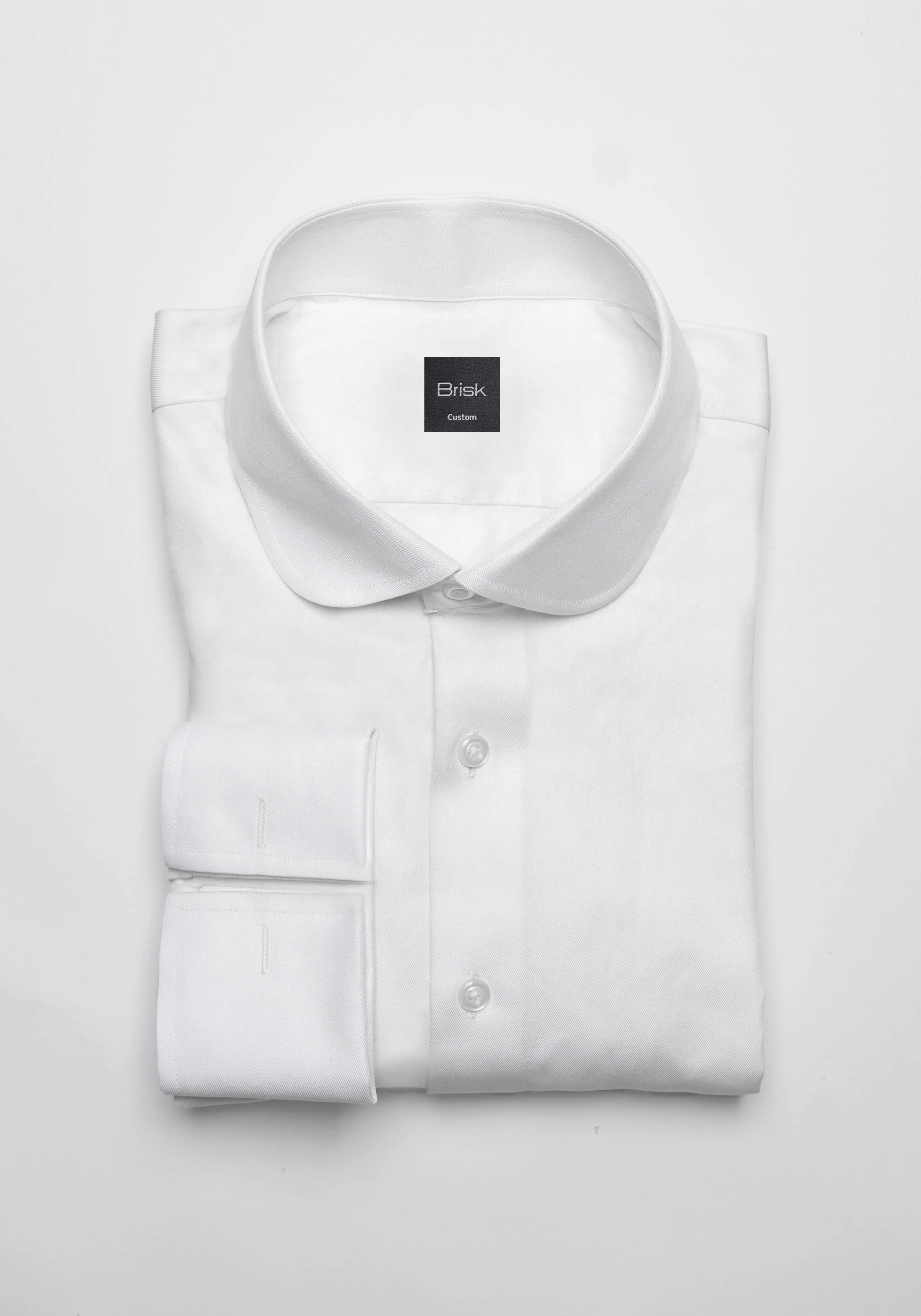 Pearl White Twill Pima Cotton Shirt - Club Collar With French Cuffs sold by Brisk Shirts
