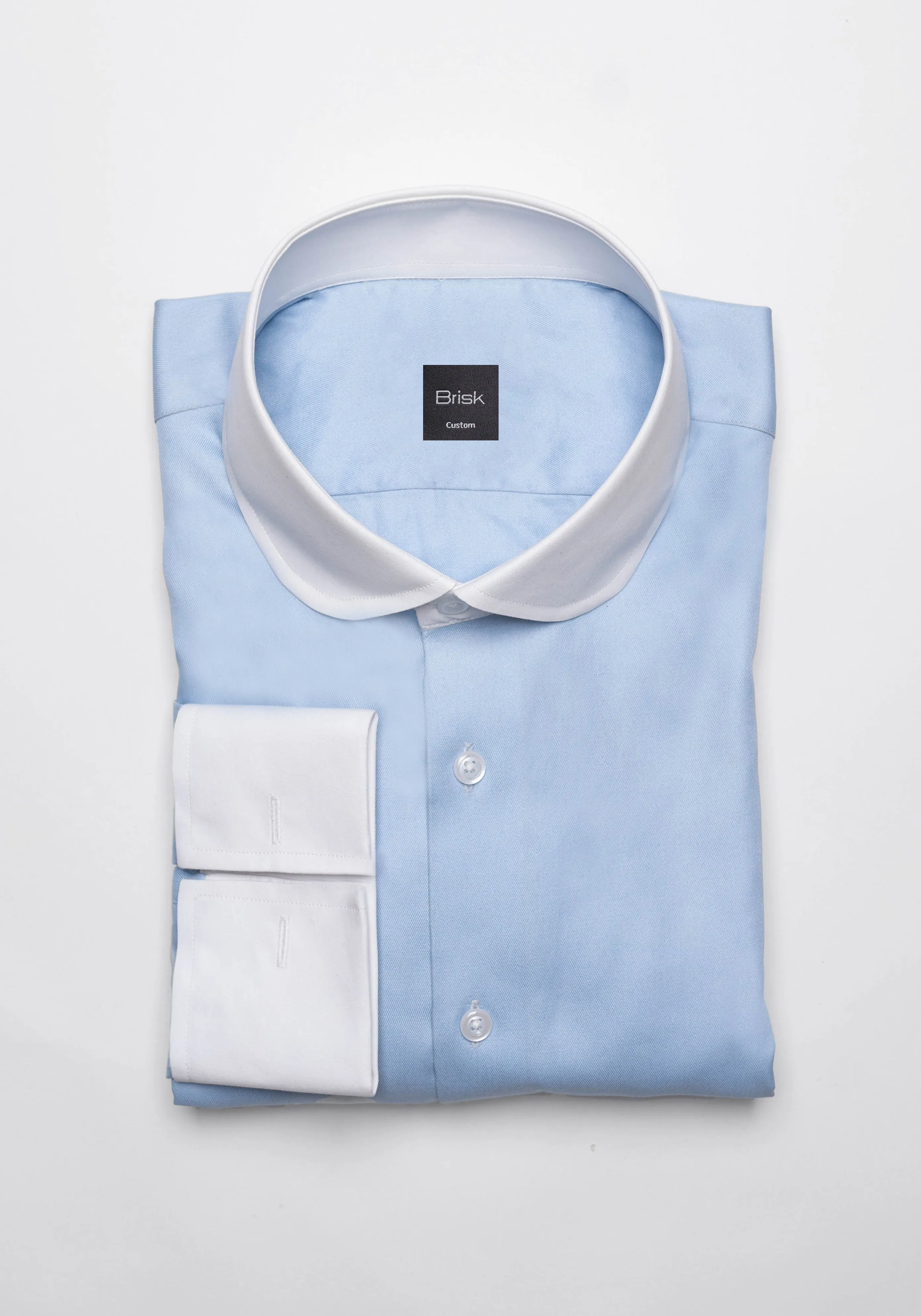 Sky Blue Twill Pima Cotton Shirt - White Club Collar sold by Brisk Shirts
