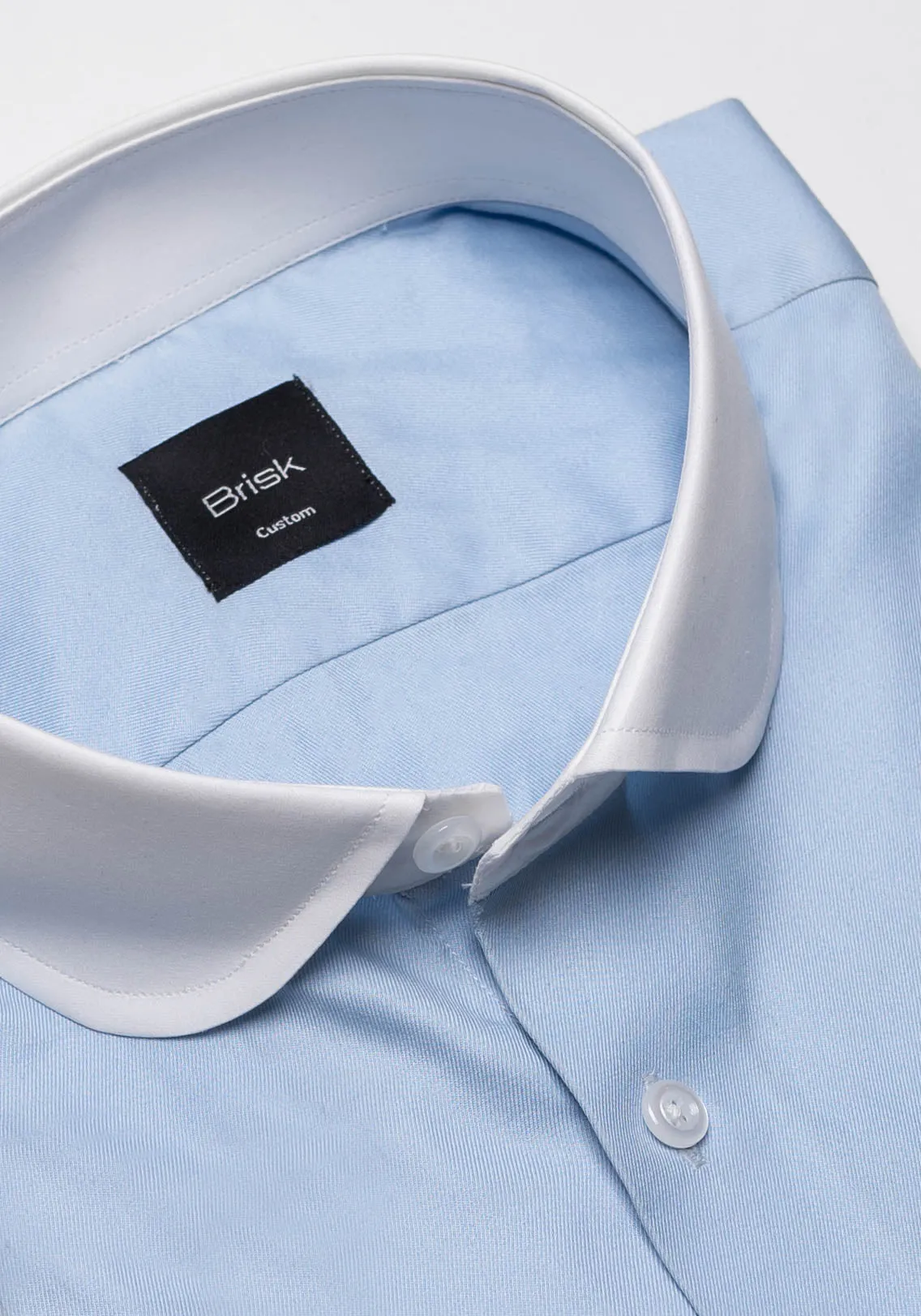 Sky Blue Twill Pima Cotton Shirt - White Club Collar sold by Brisk Shirts product image thumbnail 2