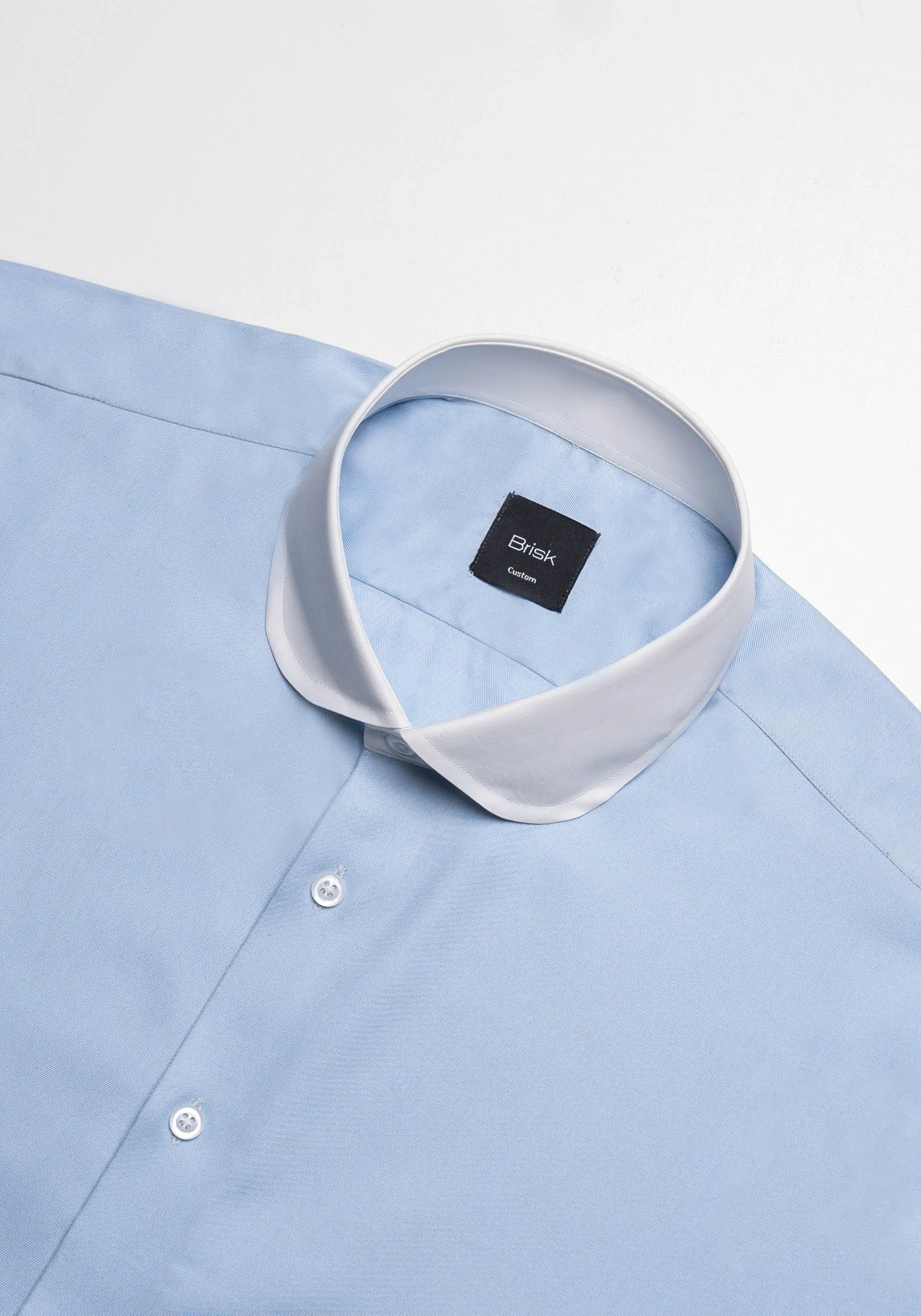 Sky Blue Twill Pima Cotton Shirt - White Club Collar sold by Brisk Shirts product image thumbnail 3