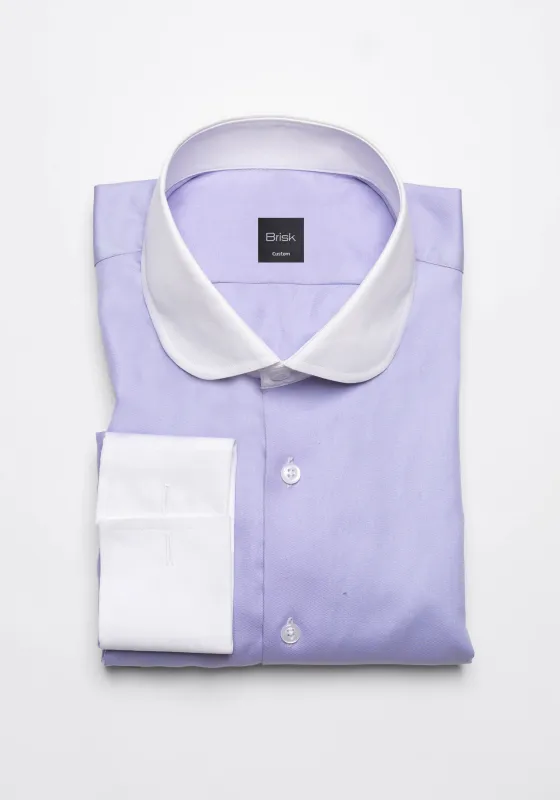 Purple Twill Pima Cotton Shirt - White Club Collar sold by Brisk Shirts