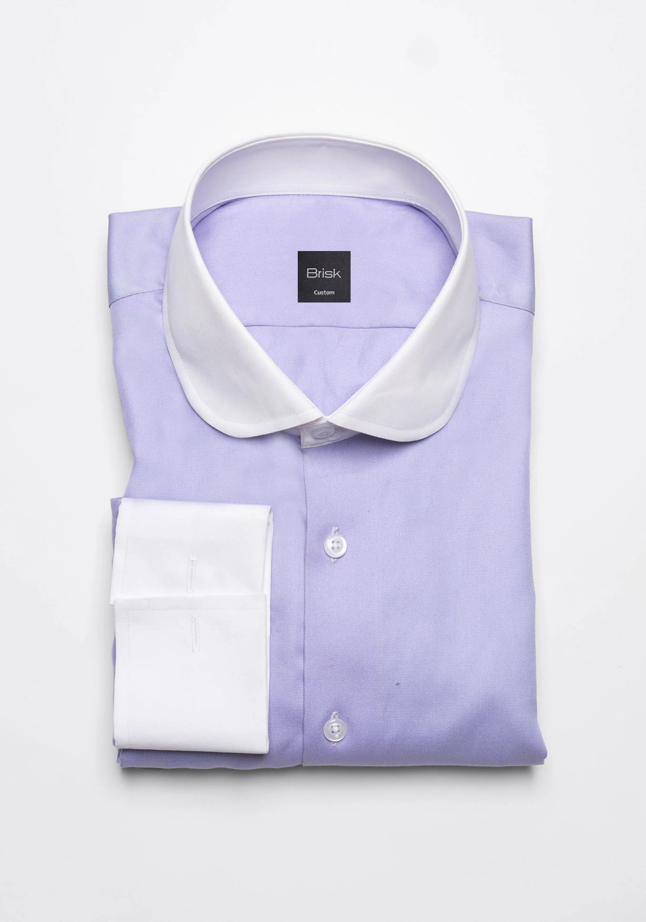 Purple Twill Pima Cotton Shirt - White Club Collar sold by Brisk Shirts