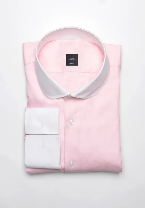 Pink Twill Pima Cotton Shirt - White Club Collar sold by Brisk Shirts