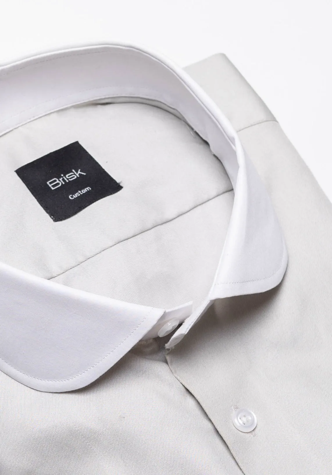 Light Grey Twill Pima Cotton - White Club Collar sold by Brisk Shirts product image thumbnail 2
