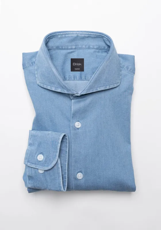 Light Wash Denim Stretch Shirt  - Cutaway Extreme Collar sold by Brisk Shirts
