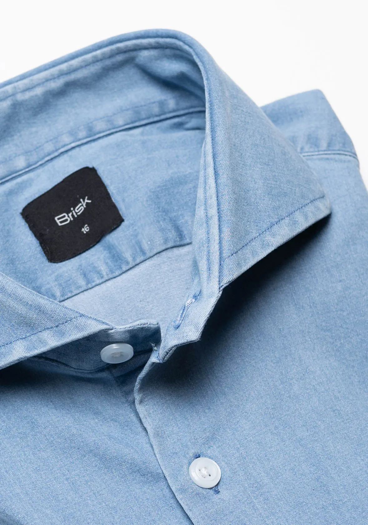 Light Wash Denim Shirt - Cutaway Extreme Collar sold by Brisk Shirts product image thumbnail 2