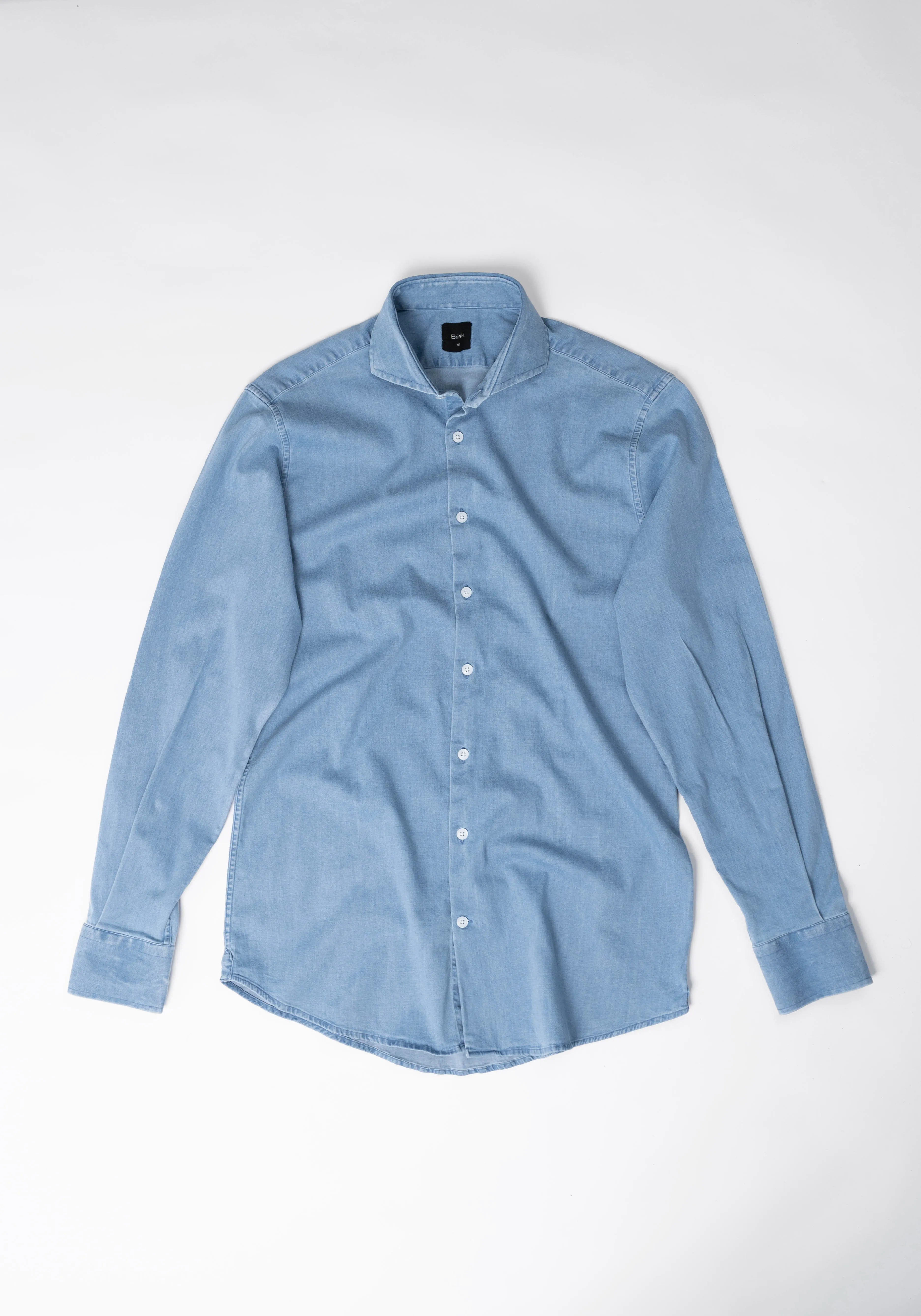 Light Wash Denim Shirt - Cutaway Extreme Collar sold by Brisk Shirts product image thumbnail 4