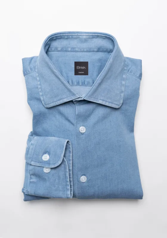 Light Wash Denim Stretch Shirt  - Classic Collar sold by Brisk Shirts
