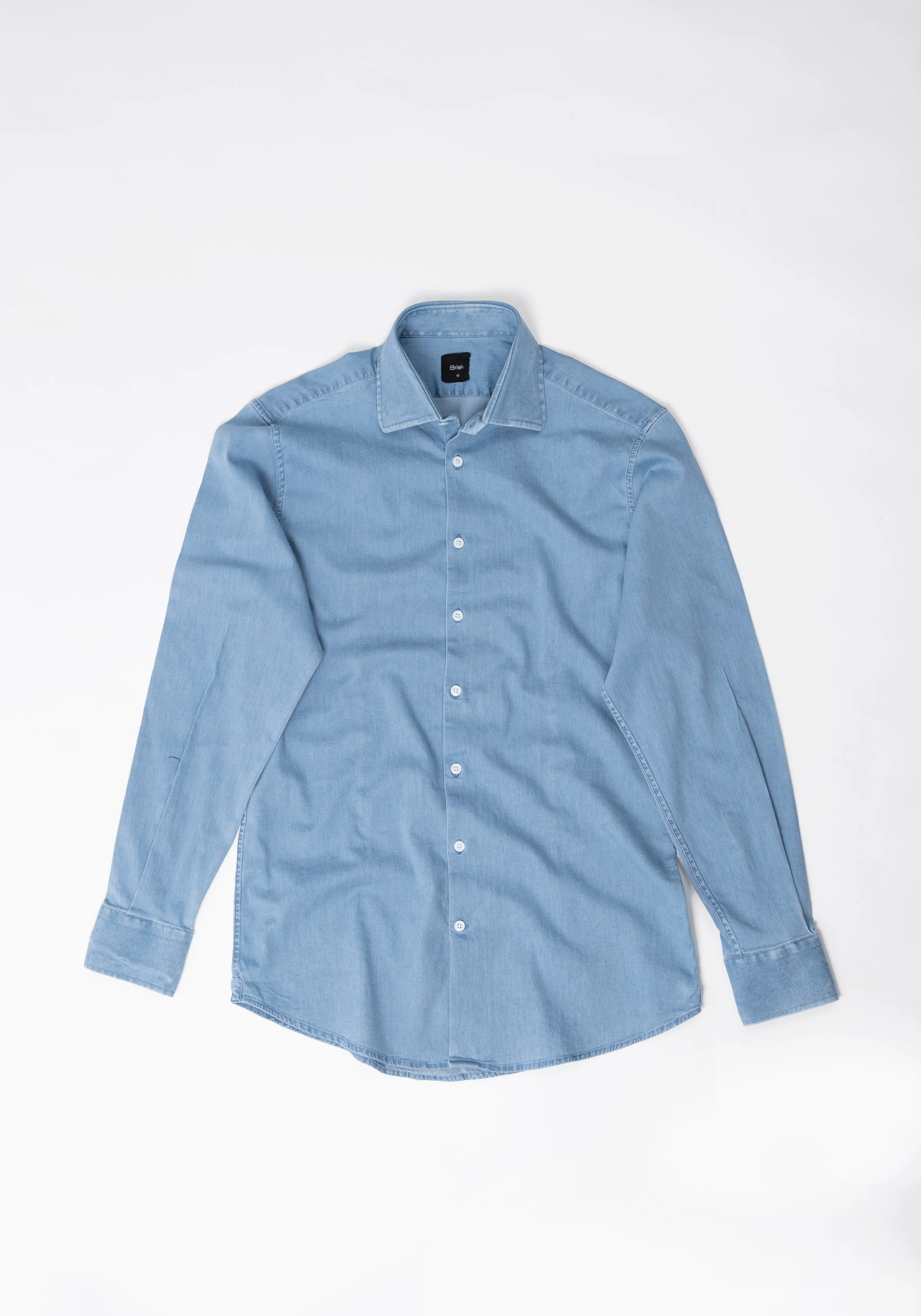 Light Wash Denim Shirt - Classic Collar sold by Brisk Shirts product image thumbnail 3