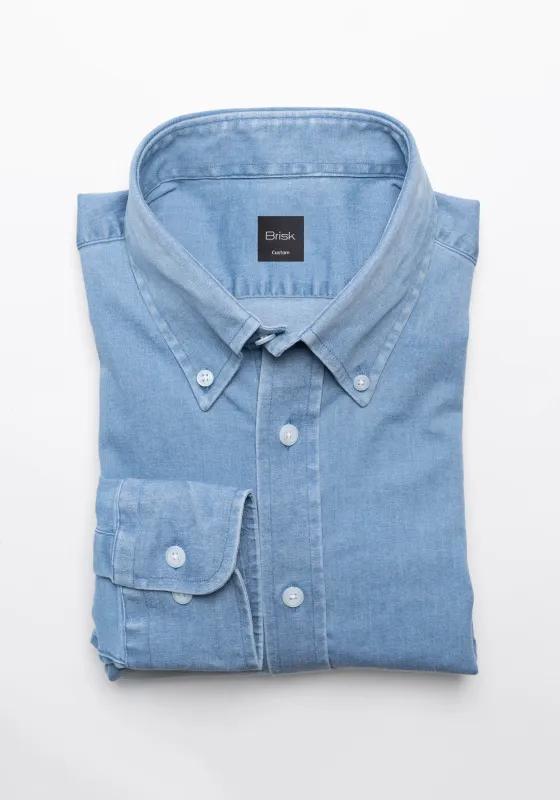 Light Wash Denim Stretch Shirt  - Button Down Collar sold by Brisk Shirts