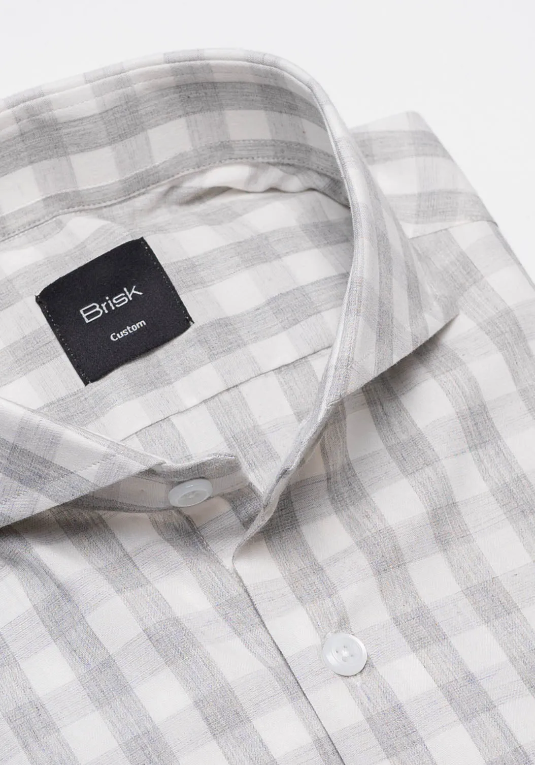 Soft Grey Melange Bold Gingham Stretch Shirt sold by Brisk Shirts product image thumbnail 3