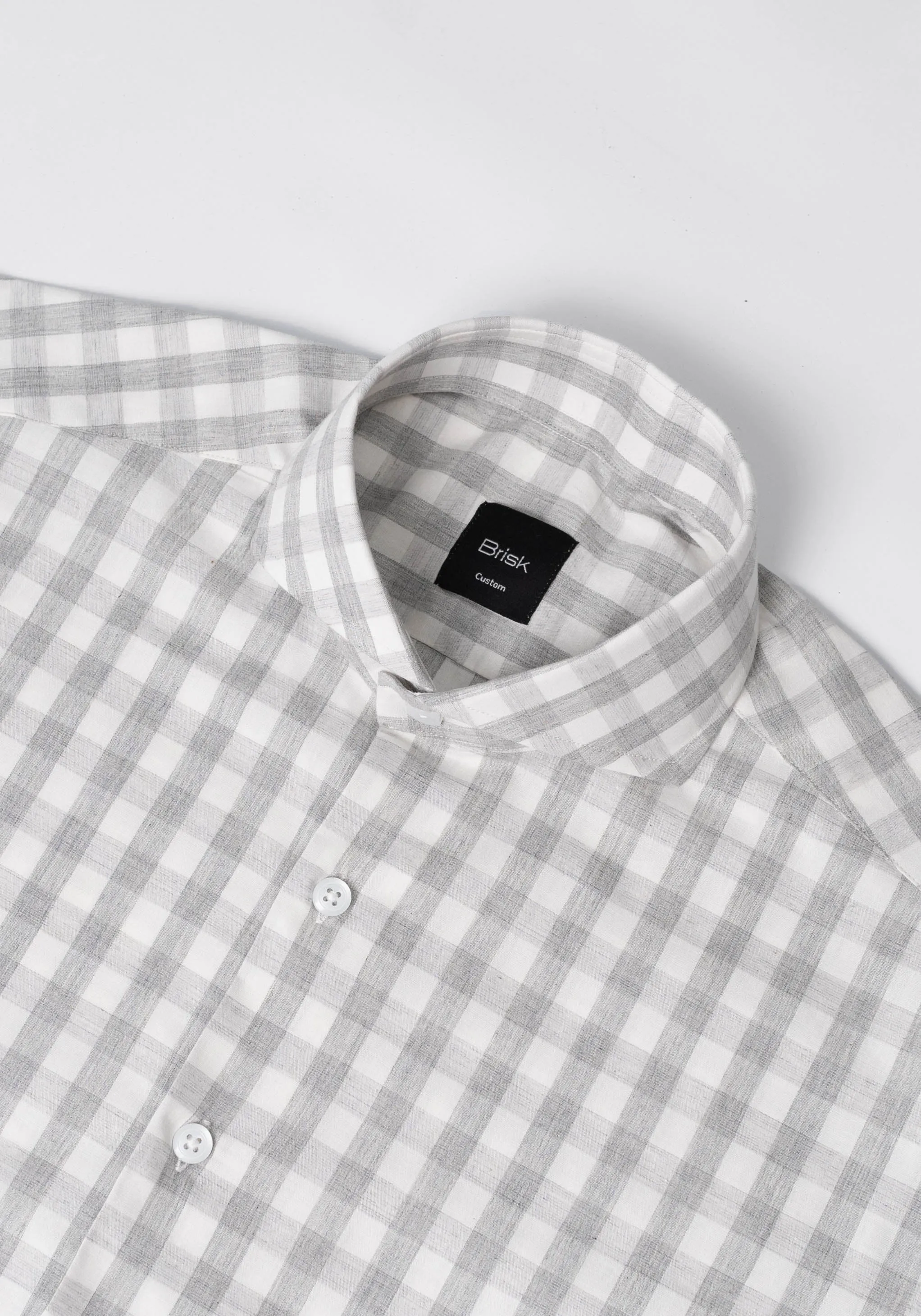 Soft Grey Melange Bold Gingham Stretch Shirt sold by Brisk Shirts product image thumbnail 2