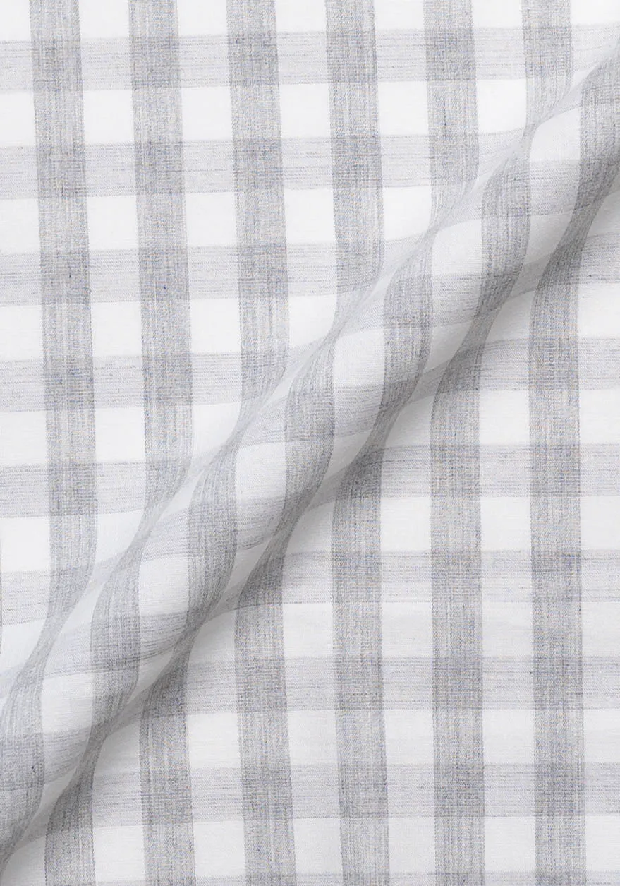 Soft Grey Melange Bold Gingham Stretch Shirt sold by Brisk Shirts product image thumbnail 4