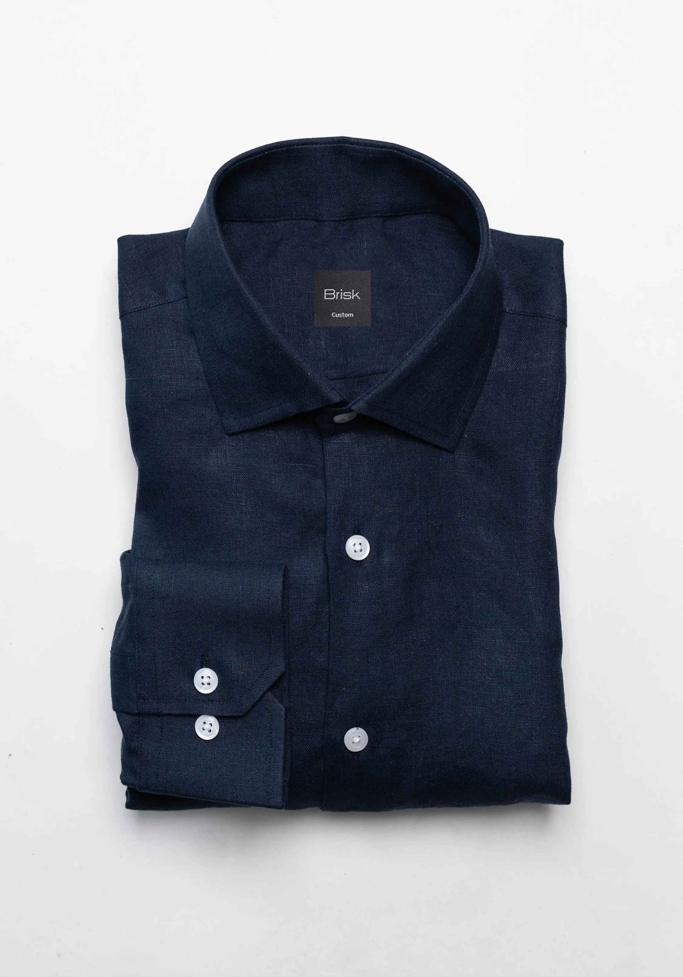 Navy Blue Linen Shirt sold by Brisk Shirts