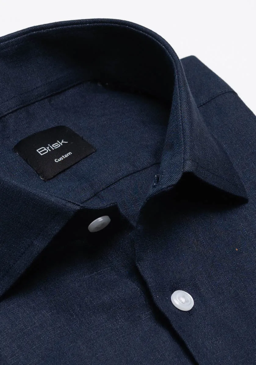 Navy Blue Linen Shirt sold by Brisk Shirts product image thumbnail 3