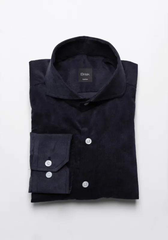 Navy Blue Soft Corduroy Shirt sold by Brisk Shirts