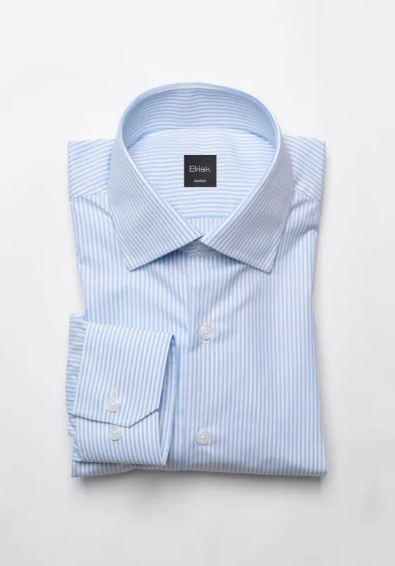 Fine Ice Blue Narrow Stripes Shirt - Wrinkle Resistant made by Brisk Shirts