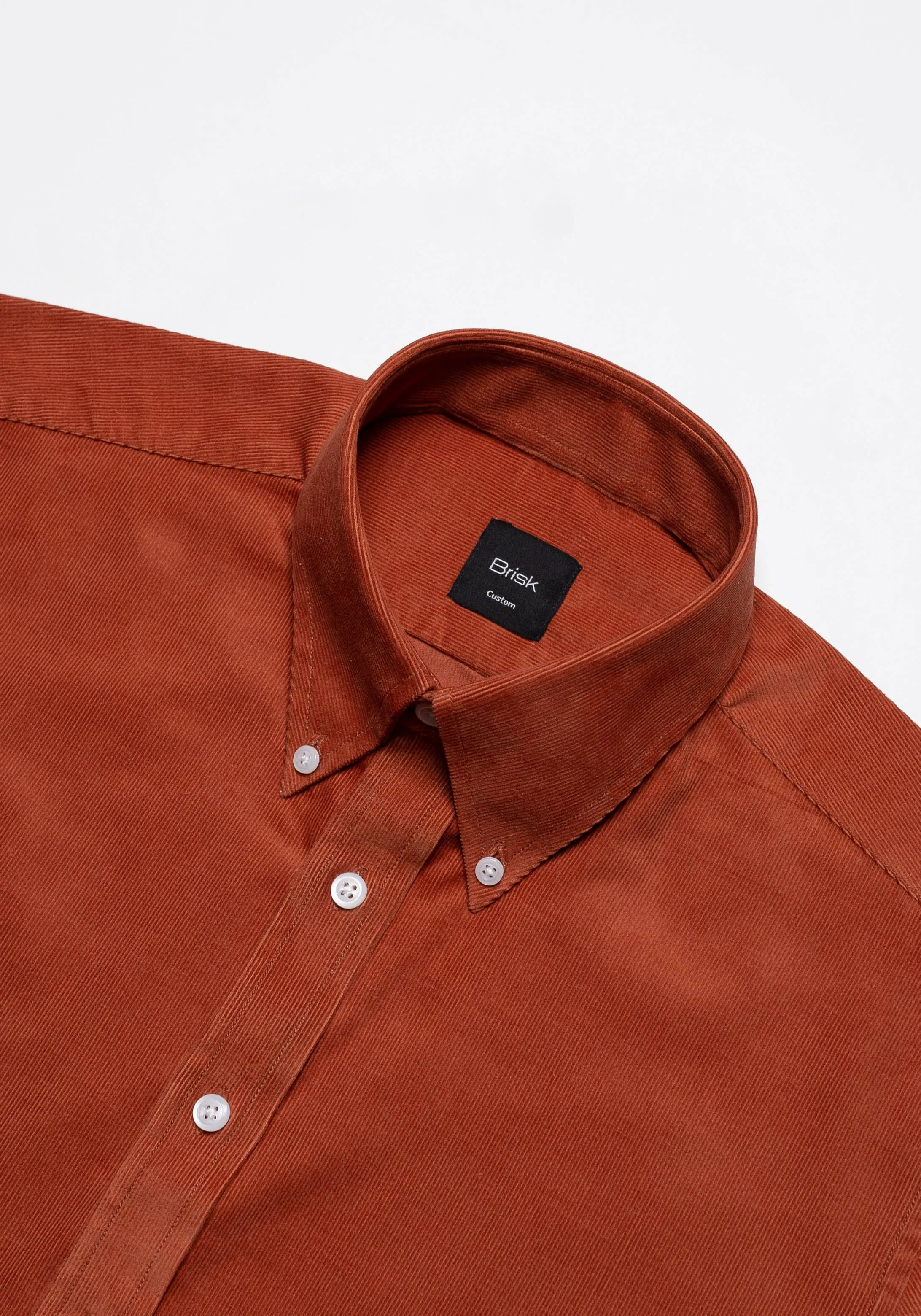 Rust Soft Corduroy Shirt - Button Down Collar sold by Brisk Shirts product image thumbnail 3