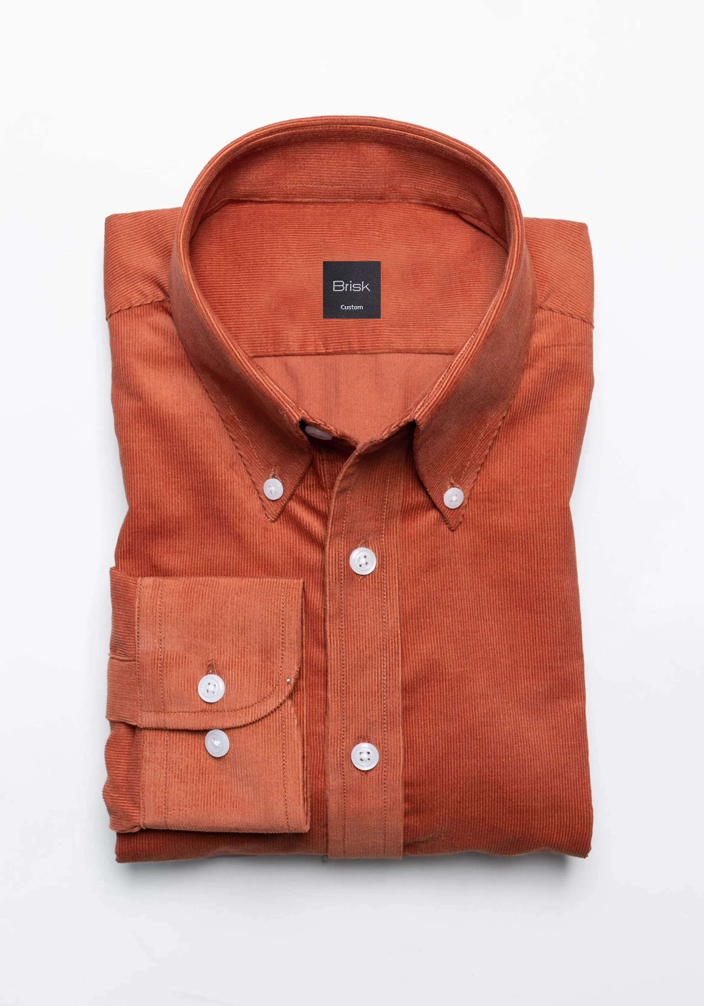 Rust Soft Corduroy Shirt - Button Down Collar sold by Brisk Shirts
