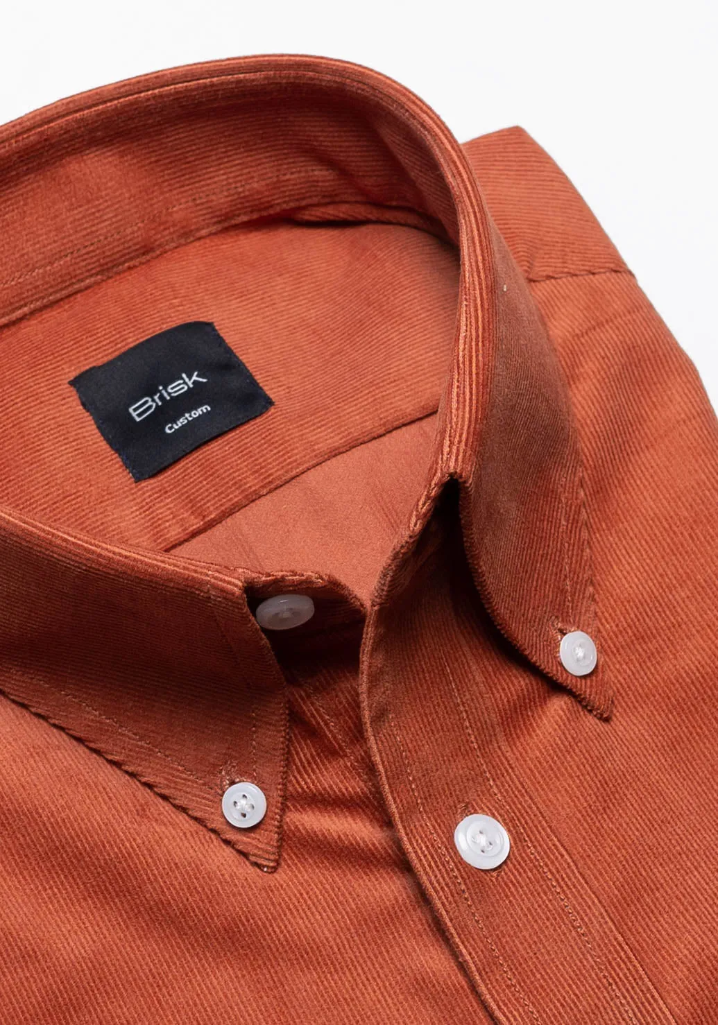 Rust Soft Corduroy Shirt - Button Down Collar sold by Brisk Shirts product image thumbnail 2