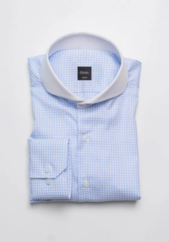 Egyptian Pastel Blue Gingham Shirt sold by Brisk Shirts
