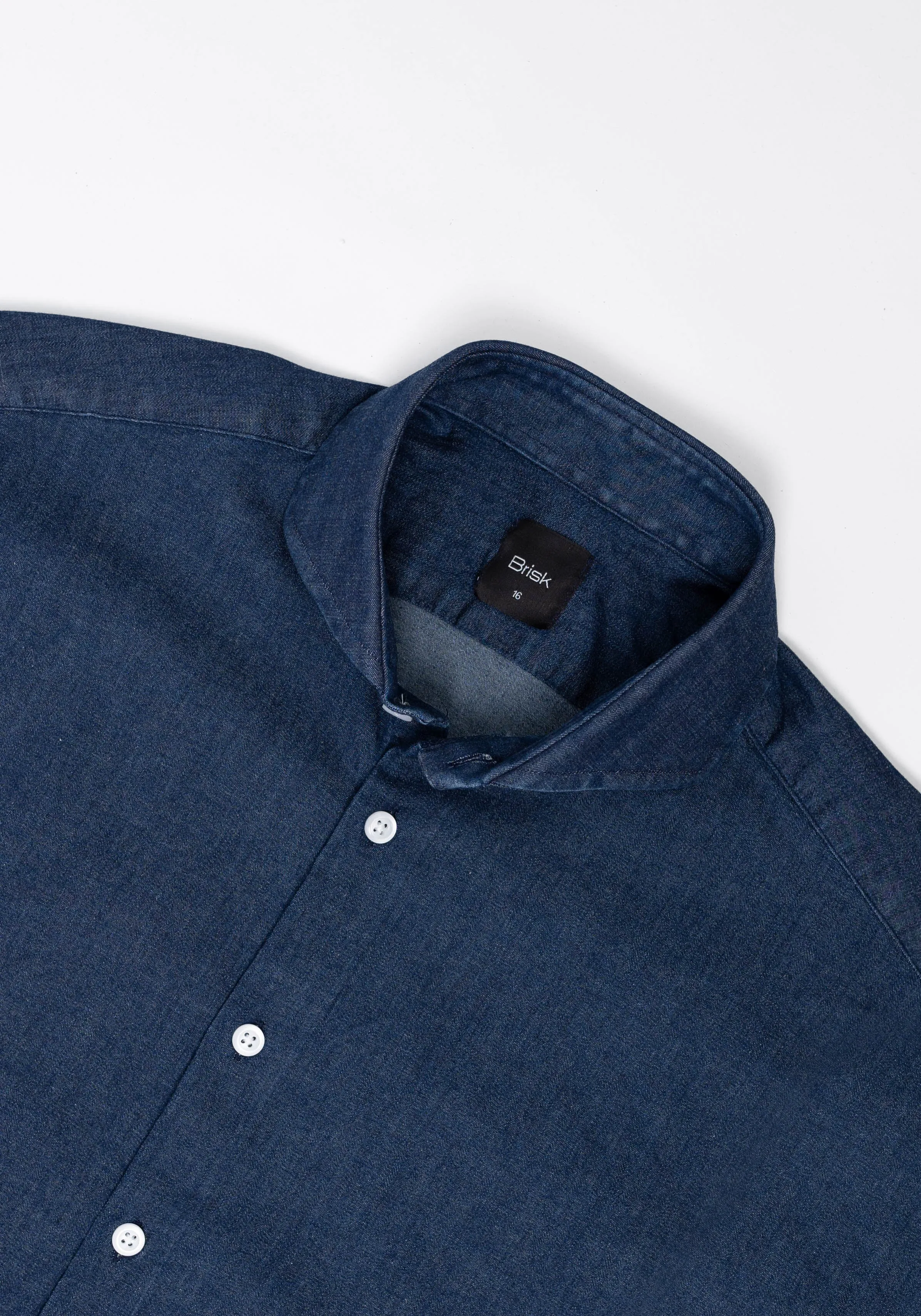 Denim Dark Indigo Wash Shirt - Cutaway Extreme Collar sold by Brisk Shirts product image thumbnail 3