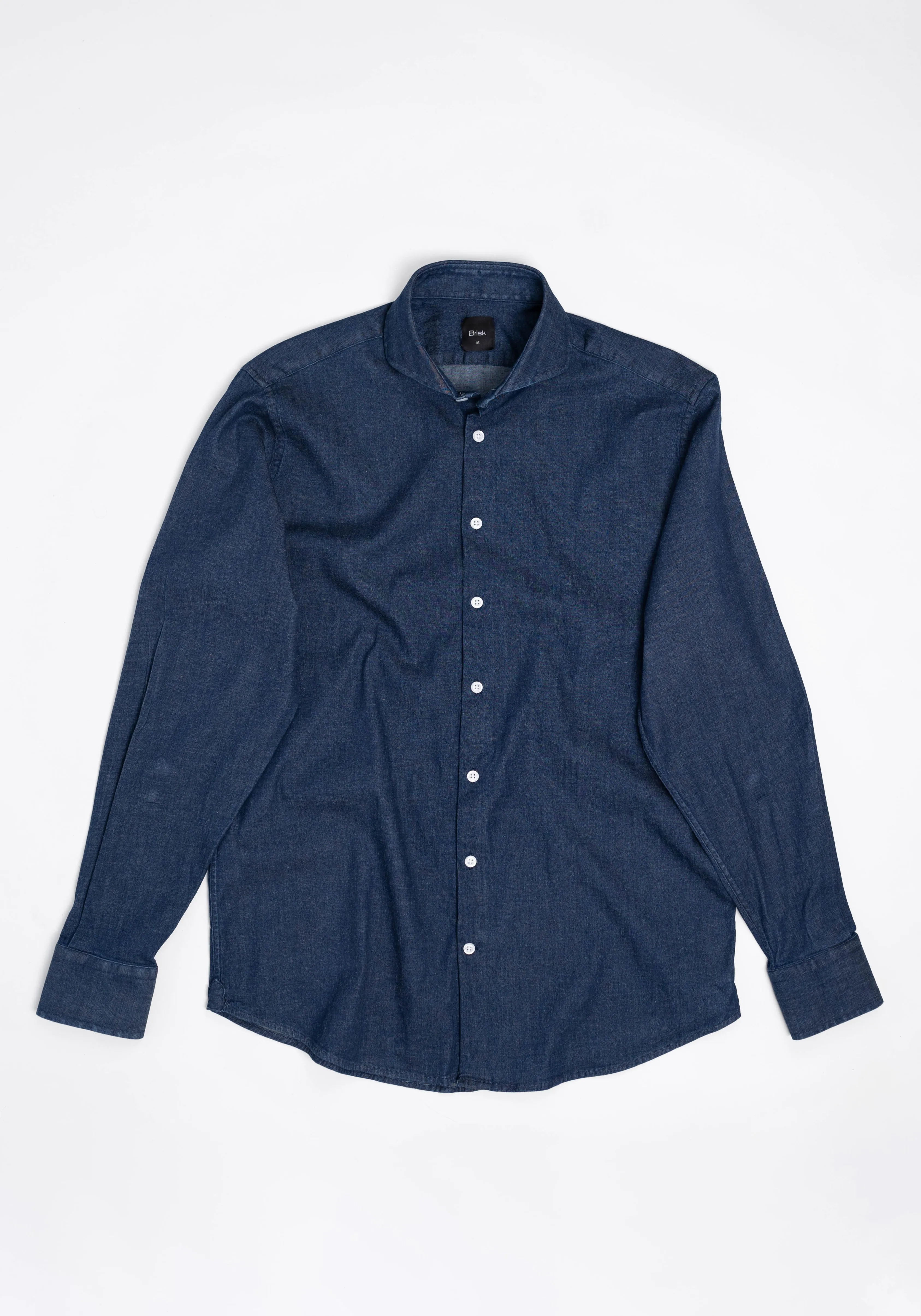 Denim Dark Indigo Wash Shirt - Cutaway Extreme Collar sold by Brisk Shirts product image thumbnail 4